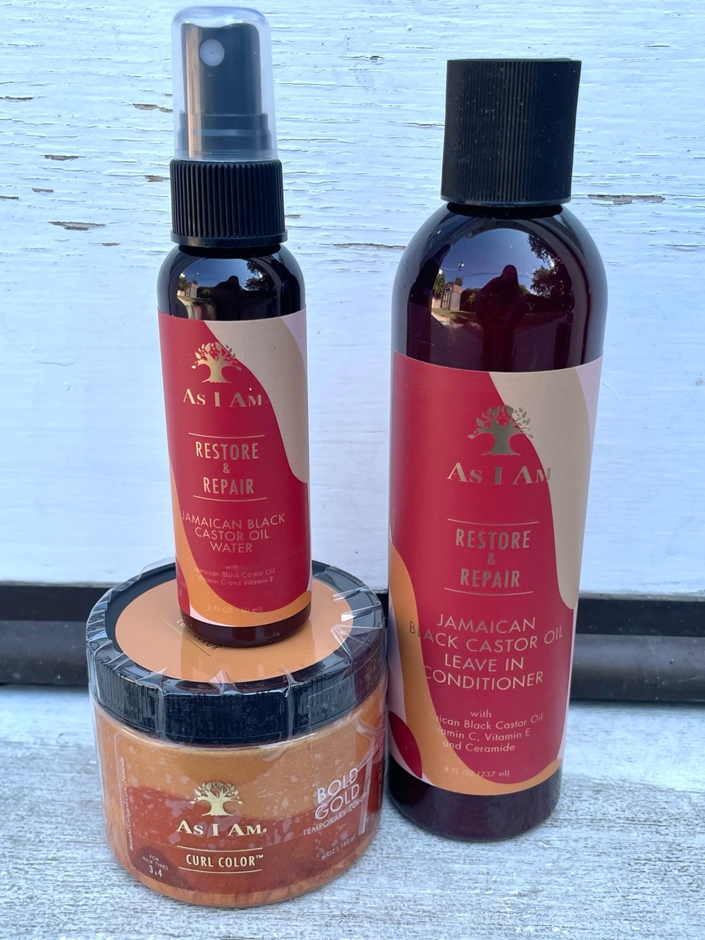 3 Piece Hair Care Items Jamaican Black Castor Oil  GOLD AS I AM Curl Color
